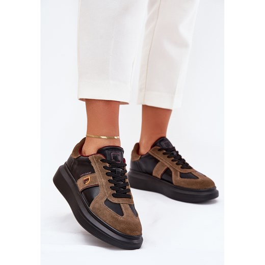Skórzane Damskie Sneakersy Na Platformie Big Star By Daniel Lopez SS2D4001 Czarne ze sklepu ButyModne.pl w kategorii Buty sportowe damskie - zdjęcie 184288481