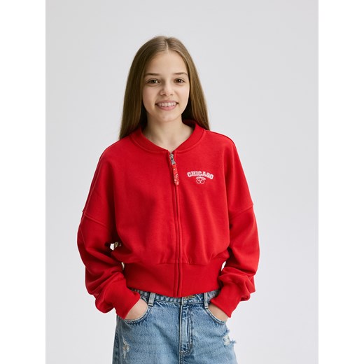 Reserved - Bluza bomber z haftem - czerwony ze sklepu Reserved w kategorii Bluzy dziewczęce - zdjęcie 184289564