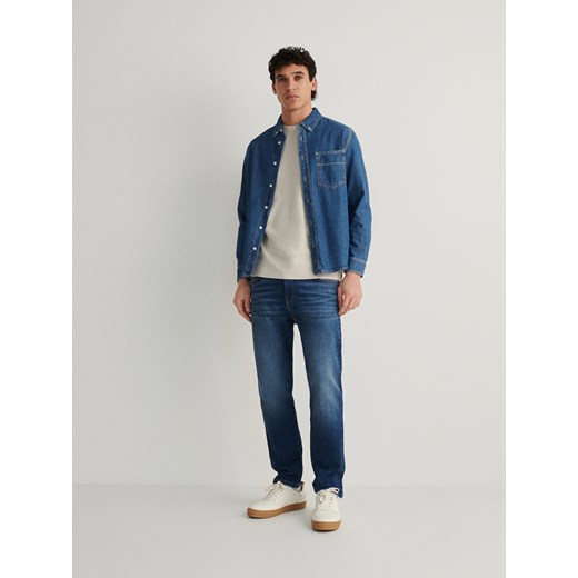 Reserved - Jeansy slim fit z efektem sprania - granatowy ze sklepu Reserved w kategorii Jeansy męskie - zdjęcie 184289591