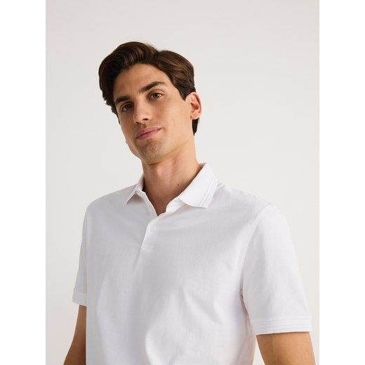 Reserved - Koszulka polo regular - biały ze sklepu Reserved w kategorii T-shirty męskie - zdjęcie 184289740