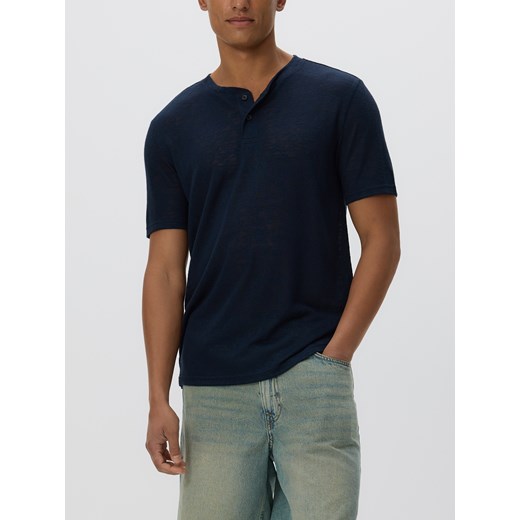 Reserved - T-shirt henley regular fit - granatowy ze sklepu Reserved w kategorii T-shirty męskie - zdjęcie 184289910