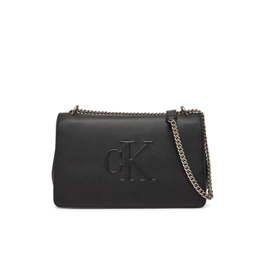Calvin Klein Jeans Torebka Sculpted Ew Flap Conv Chain LV04K3035G Czarny ze sklepu MODIVO w kategorii Kopertówki - zdjęcie 184290514