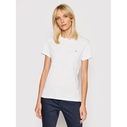 Tommy Hilfiger T-Shirt WW0WW22043 Biały Regular Fit ze sklepu MODIVO w kategorii Bluzki damskie - zdjęcie 184290563