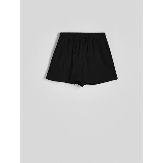Reserved - Szorty z bawełnianego muślinu - czarny ze sklepu Reserved w kategorii Szorty - zdjęcie 184292131