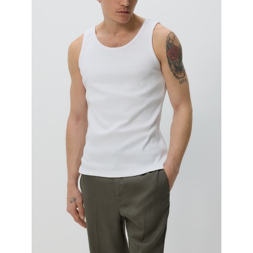 Reserved - Bawełniany tank top - biały ze sklepu Reserved w kategorii T-shirty męskie - zdjęcie 184292222