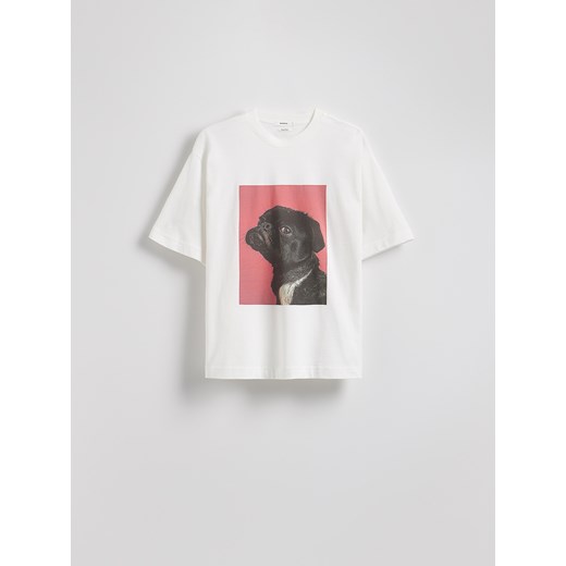 Reserved - T-shirt oversize z nadrukiem - biały ze sklepu Reserved w kategorii Bluzki damskie - zdjęcie 184292314