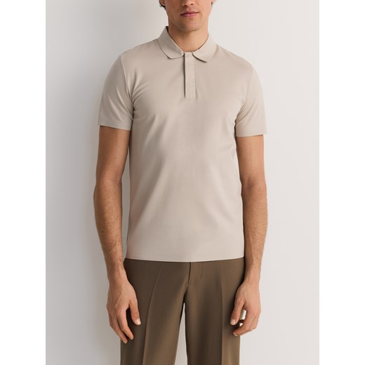 Reserved - Koszulka polo regular fit - beżowy ze sklepu Reserved w kategorii T-shirty męskie - zdjęcie 184292924