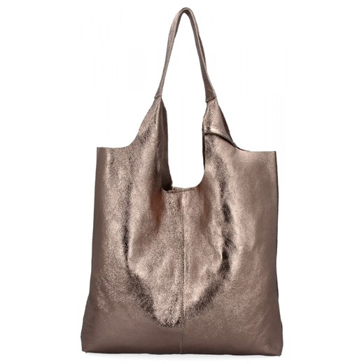 Włoska Torebka Skórzana Shopper Bag z Kosmetyczką 165 Stare Złoto ze sklepu PaniTorbalska w kategorii Torby Shopper bag - zdjęcie 184294081