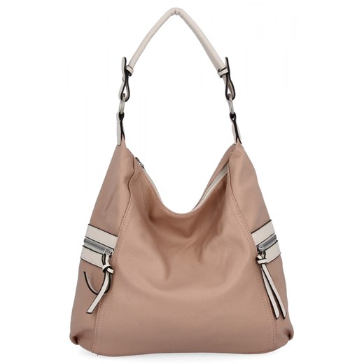Uniwersalna Torebka Damska firmy Hernan HB0377 Pudrowy Róż/Beżowa ze sklepu PaniTorbalska w kategorii Torby Shopper bag - zdjęcie 184294111