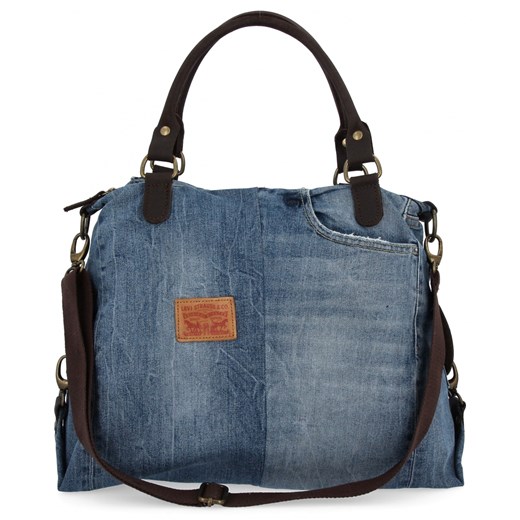 Włoska Torebka Shopper Bag 571 Jeans/Czekolada ze sklepu PaniTorbalska w kategorii Torby Shopper bag - zdjęcie 184294252