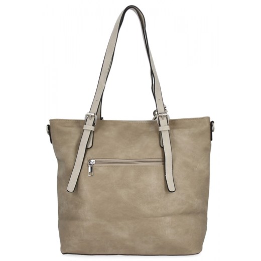 Uniwersalna Torebka Damska XL Shopper Bag firmy Hernan HB0213-1 Ciemno Beżowa/Beżowa ze sklepu PaniTorbalska w kategorii Torby Shopper bag - zdjęcie 184294372