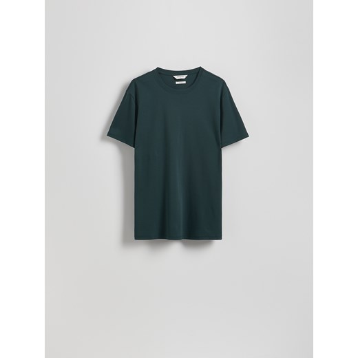 Reserved - T-shirt slim z bawełny pima - ciemnozielony ze sklepu Reserved w kategorii T-shirty męskie - zdjęcie 184294730