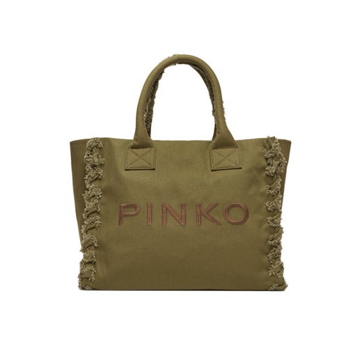 PINKO Torba BEACH SHOPPING CANVAS RICICLATO Zielony ze sklepu MODIVO w kategorii Torby Shopper bag - zdjęcie 184295840