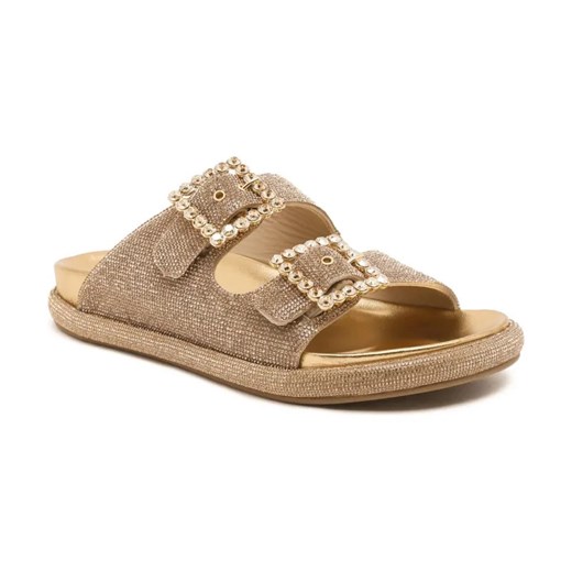 Le Silla Klapki STARDUST MARIGOLD | z dodatkiem skóry ze sklepu Gomez Fashion Store w kategorii Klapki damskie - zdjęcie 184300452
