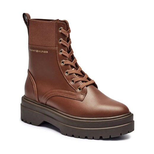 Tommy Hilfiger Skórzane trapery Leather Elastic Rib Laceup ze sklepu Gomez Fashion Store w kategorii Workery damskie - zdjęcie 184300724