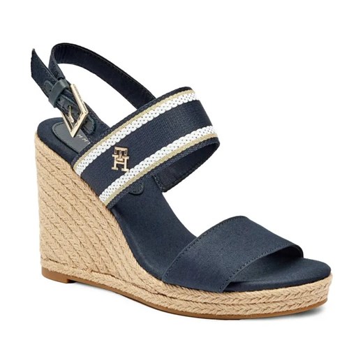Tommy Hilfiger Sandały WEBBING HIGH WEDGE | z dodatkiem skóry ze sklepu Gomez Fashion Store w kategorii Sandały damskie - zdjęcie 184303613