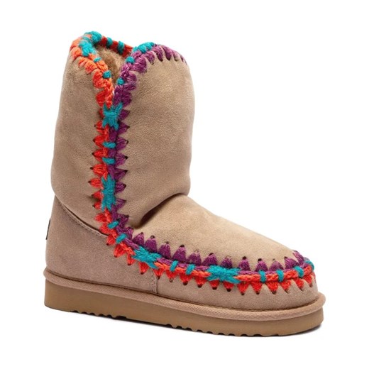 MOU Skórzane śniegowce Eskimo overstitching | z dodatkiem wełny ze sklepu Gomez Fashion Store w kategorii Śniegowce damskie - zdjęcie 184303651