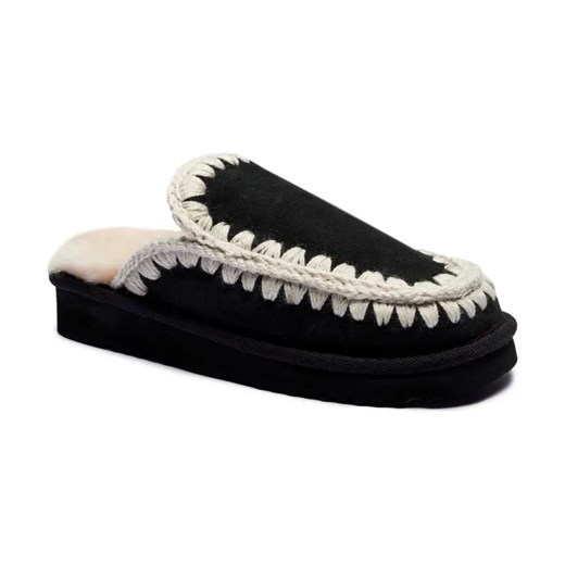 MOU Skórzane obuwie domowe ESKIMO | z dodatkiem wełny ze sklepu Gomez Fashion Store w kategorii Kapcie damskie - zdjęcie 184303852