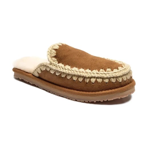 MOU Skórzane obuwie domowe FULL ESKIMO STITCH | z dodatkiem wełny ze sklepu Gomez Fashion Store w kategorii Kapcie damskie - zdjęcie 184304403