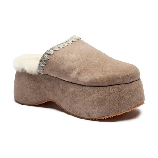MOU Skórzane mule CHUNKY | z dodatkiem wełny ze sklepu Gomez Fashion Store w kategorii Klapki damskie - zdjęcie 184304472