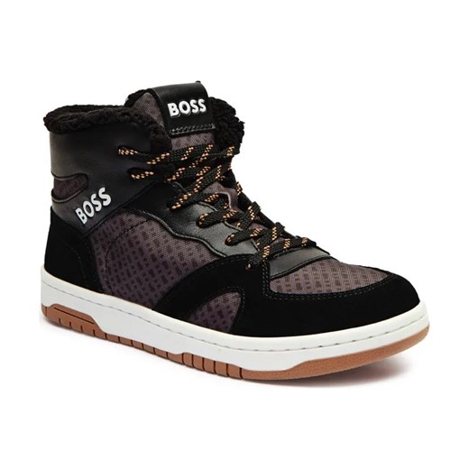 BOSS Kidswear Ocieplane sneakersy | z dodatkiem skóry ze sklepu Gomez Fashion Store w kategorii Buty sportowe dziecięce - zdjęcie 184305284