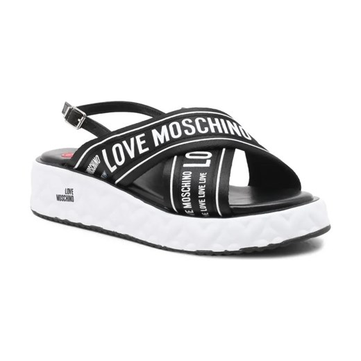 Love Moschino Skórzane sandały NASTROLOGO ze sklepu Gomez Fashion Store w kategorii Sandały damskie - zdjęcie 184307042