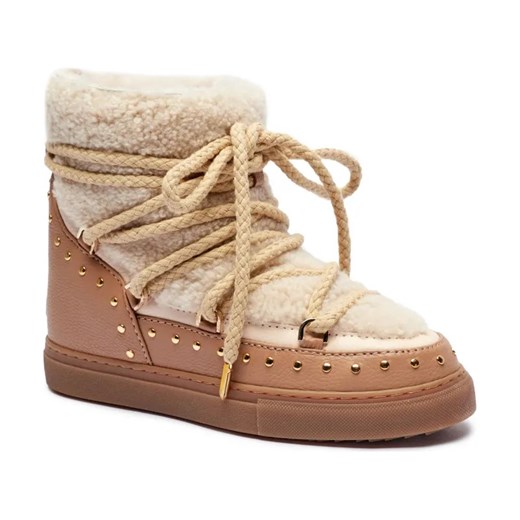 INUIKII Skórzane śniegowce CURLY ROCK WEDGE | z dodatkiem wełny ze sklepu Gomez Fashion Store w kategorii Śniegowce damskie - zdjęcie 184309151