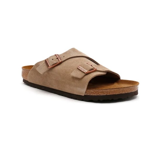 Birkenstock Skórzane klapki Zürich VL Taupe ze sklepu Gomez Fashion Store w kategorii Klapki męskie - zdjęcie 184311594