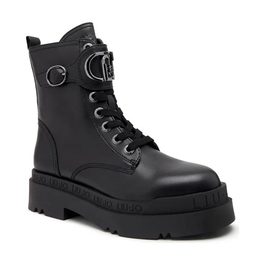Liu Jo Botki LOVE | z dodatkiem skóry ze sklepu Gomez Fashion Store w kategorii Workery damskie - zdjęcie 184312681