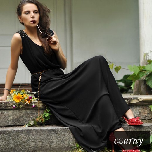 Długa elegancka sukienka z łańcuszkiem metka-co czarny na łańcuszku