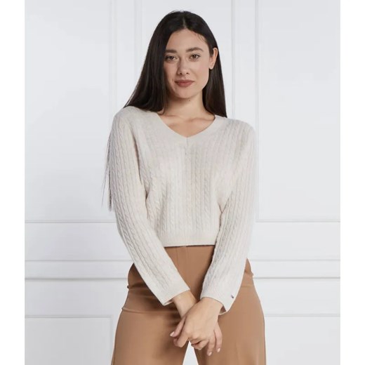 Tommy Hilfiger Wełniany sweter SOFT CABLE | Regular Fit ze sklepu Gomez Fashion Store w kategorii Swetry damskie - zdjęcie 184323660