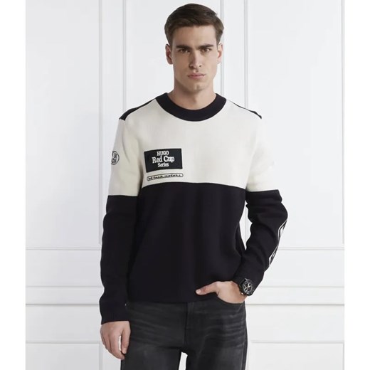 HUGO Sweter soccar | Regular Fit | z dodatkiem wełny ze sklepu Gomez Fashion Store w kategorii Swetry męskie - zdjęcie 184324023