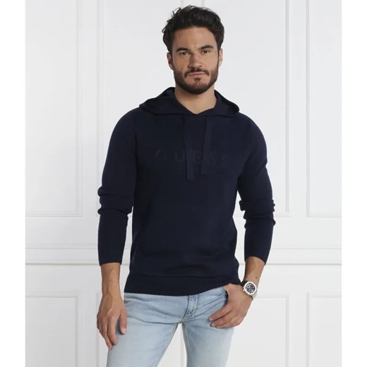GUESS Bluza ALVIN LS HOODIE LOGO SWTR | Regular Fit | z dodatkiem jedwabiu ze sklepu Gomez Fashion Store w kategorii Bluzy męskie - zdjęcie 184326373