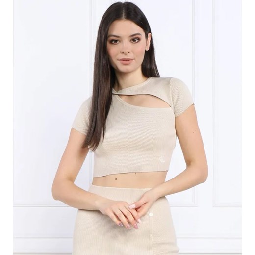 Calvin Klein Jeans Top ASYM CUT OUT KNITTED TOP | Slim Fit ze sklepu Gomez Fashion Store w kategorii Bluzki damskie - zdjęcie 184326491