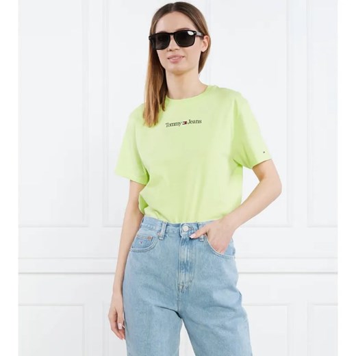 Tommy Jeans T-shirt SERIF LINEAR | Regular Fit ze sklepu Gomez Fashion Store w kategorii Bluzki damskie - zdjęcie 184327213