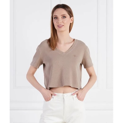 Calvin Klein Jeans T-shirt WAFFLE | Cropped Fit ze sklepu Gomez Fashion Store w kategorii Bluzki damskie - zdjęcie 184327512