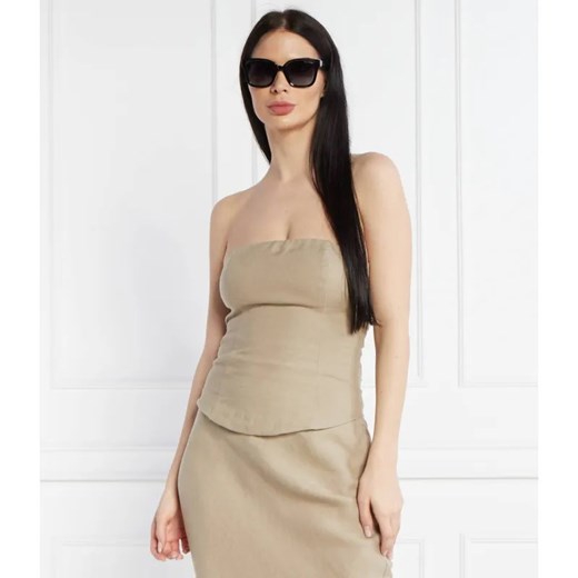 Samsøe Samsøe Lniany top Saelynn | Slim Fit ze sklepu Gomez Fashion Store w kategorii Bluzki damskie - zdjęcie 184328234