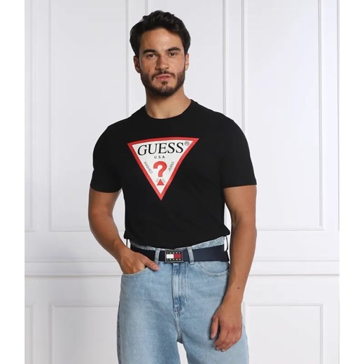 GUESS T-shirt TRI LOGO | Regular Fit ze sklepu Gomez Fashion Store w kategorii T-shirty męskie - zdjęcie 184329451