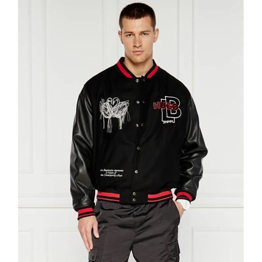 HUGO Kurtka bomber Oguz HUGO X LES BENJAMINS | Regular Fit | z dodatkiem skóry ze sklepu Gomez Fashion Store w kategorii Kurtki męskie - zdjęcie 184330872