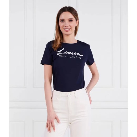 LAUREN RALPH LAUREN T-shirt KATLIN-SHORT SLEEVE-T-SHIRT | Slim Fit ze sklepu Gomez Fashion Store w kategorii Bluzki damskie - zdjęcie 184331453
