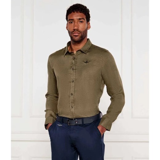 Aeronautica Militare Lniana koszula | Regular Fit ze sklepu Gomez Fashion Store w kategorii Koszule męskie - zdjęcie 184331511