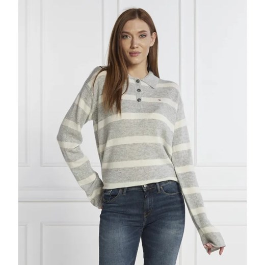 Tommy Hilfiger Wełniany sweter SOFT WOOL POLO-NK SWEATER | Regular Fit ze sklepu Gomez Fashion Store w kategorii Swetry damskie - zdjęcie 184336513