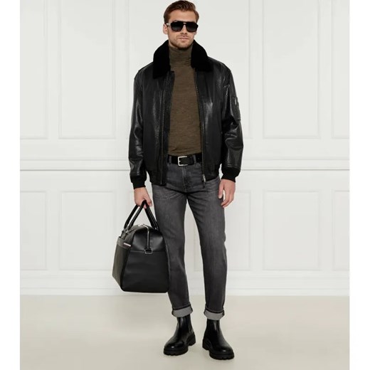 BOSS ORANGE Skórzana kurtka bomber Jobark | Regular Fit ze sklepu Gomez Fashion Store w kategorii Kurtki męskie - zdjęcie 184337122