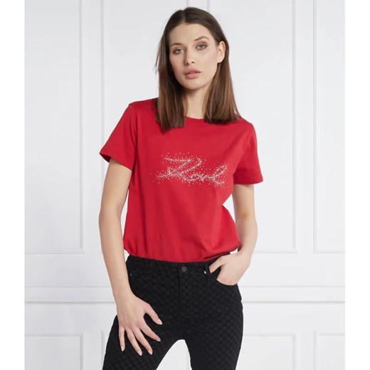 Karl Lagerfeld T-shirt rhinestone | Slim Fit ze sklepu Gomez Fashion Store w kategorii Bluzki damskie - zdjęcie 184337314