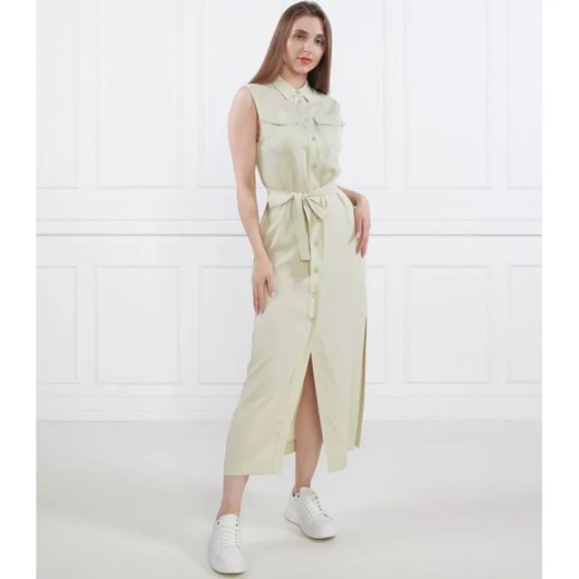 Calvin Klein Sukienka z paskiem TENCEL SLEEVELESS SHIRT DRESS | z dodatkiem lnu ze sklepu Gomez Fashion Store w kategorii Sukienki - zdjęcie 184338054