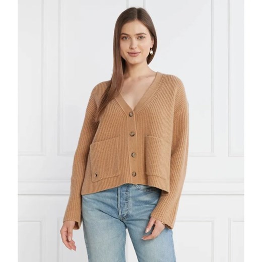 POLO RALPH LAUREN Wełniany kardigan VN PP CARDI LONG SLEEVE | Relaxed fit | z dodatkiem kaszmiru ze sklepu Gomez Fashion Store w kategorii Swetry damskie - zdjęcie 184338461