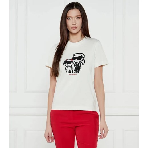 Karl Lagerfeld T-shirt IKON SKETCH DUO | Regular Fit ze sklepu Gomez Fashion Store w kategorii Bluzki damskie - zdjęcie 184339450