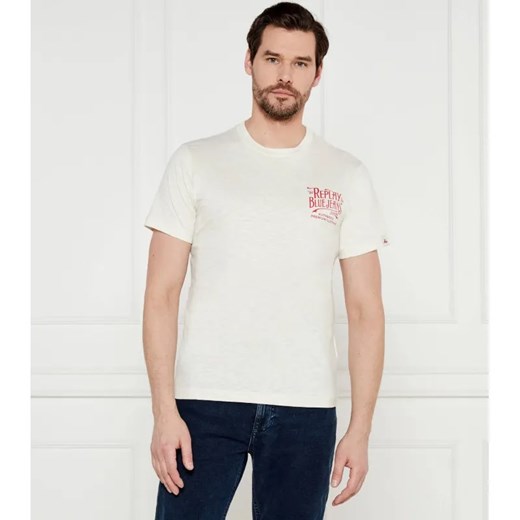 Replay T-shirt SLUB | Regular Fit ze sklepu Gomez Fashion Store w kategorii T-shirty męskie - zdjęcie 184342202