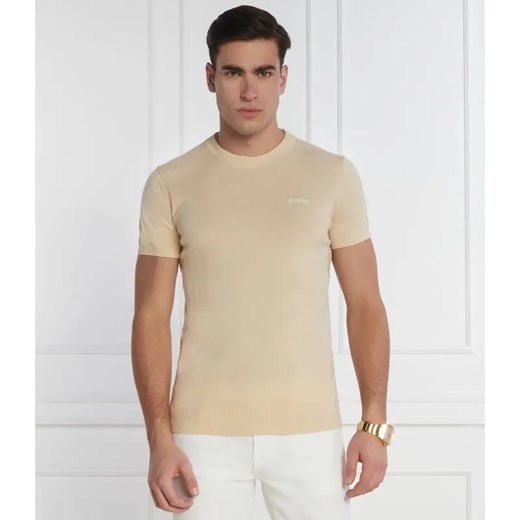 GUESS T-shirt | Regular Fit | z dodatkiem jedwabiu ze sklepu Gomez Fashion Store w kategorii T-shirty męskie - zdjęcie 184345111