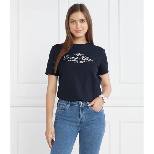 Tommy Hilfiger T-shirt REG HILFIGER SCRIPT C-NK SS | Regular Fit ze sklepu Gomez Fashion Store w kategorii Bluzki damskie - zdjęcie 184345634